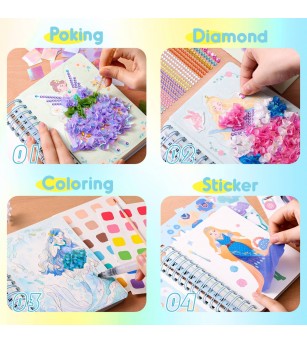 Cartea creativă Mirola Fashion - Prințese Magice - Seturi cu stickere și colaje