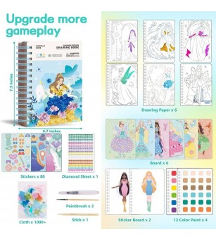 Cartea creativă Mirola Fashion - Prințese Magice - Seturi cu stickere și colaje