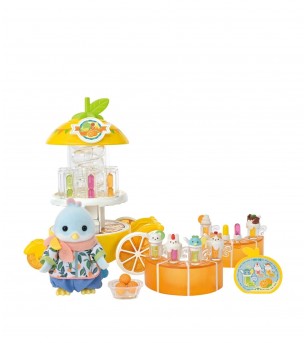 Set Sylvanian Families 5861 - figurină păsăre Citrus și stand de sucuri - Figurine