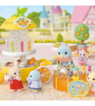 Set Sylvanian Families 5861 - figurină păsăre Citrus și stand de sucuri - Figurine