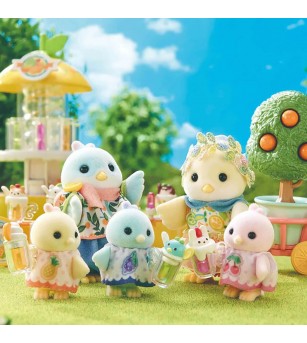 Set Sylvanian Families 5861 - figurină păsăre Citrus și stand de sucuri - Figurine