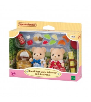 Figurine Sylvanian Families 5852 - picnic în familie cu frații Biscuit - Figurine