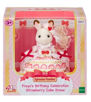 Figurina Sylvanian Families 5847 - rochia magică cu tort de căpșuni a Freyei - Figurine