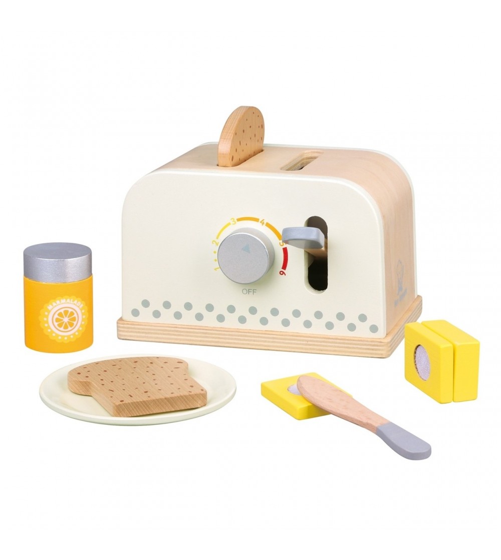 Set toaster din lemn Alb - Jucării de lemn si Montessori