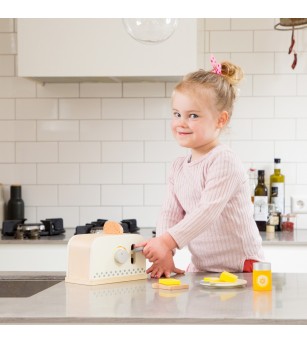 Set toaster din lemn Alb - Jucării de lemn si Montessori