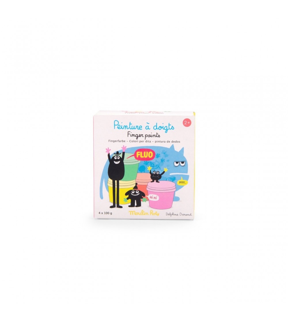 Acuarele 4 culori neon pentru pictat cu mana, Moulin Roty - Acuarele, guase, acrilice