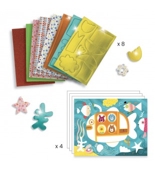 Atelier creativ Colaj cu spumă autoadeziva, Djeco - Seturi cu stickere și colaje