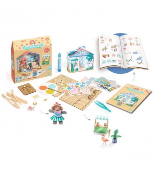 Casuta miniaturala de asamblat si colorat Mia, Djeco - Seturi creative DIY