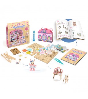 Casuta miniaturala de asamblat si colorat Rosie, Djeco - Seturi creative DIY