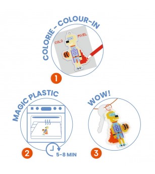 Joc creativ DIY Brelocuri eroi, Djeco - Seturi creative DIY
