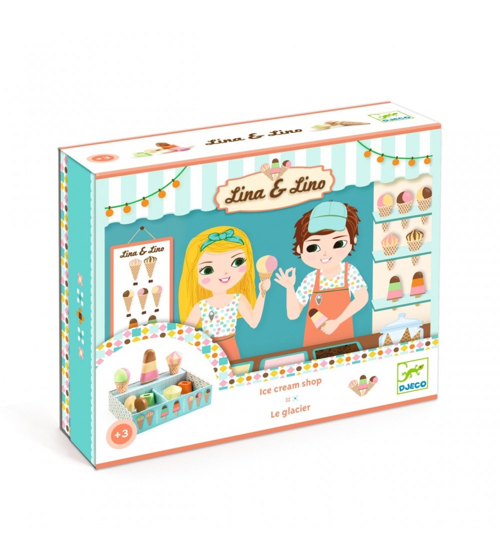 Joc de rol din lemn Gelateria Lina & Lino, Djeco - Bucătărie copii
