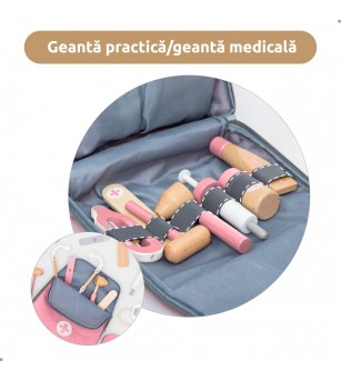 Joc de rol Mini trusa de doctor roz, UMU Toys - Truse de medic pentru copii