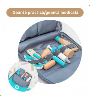 Joc de rol Mini trusa de doctor turcoaz, UMU Toys - Truse de medic pentru copii