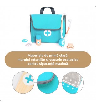 Joc de rol Mini trusa de doctor turcoaz, UMU Toys - Truse de medic pentru copii
