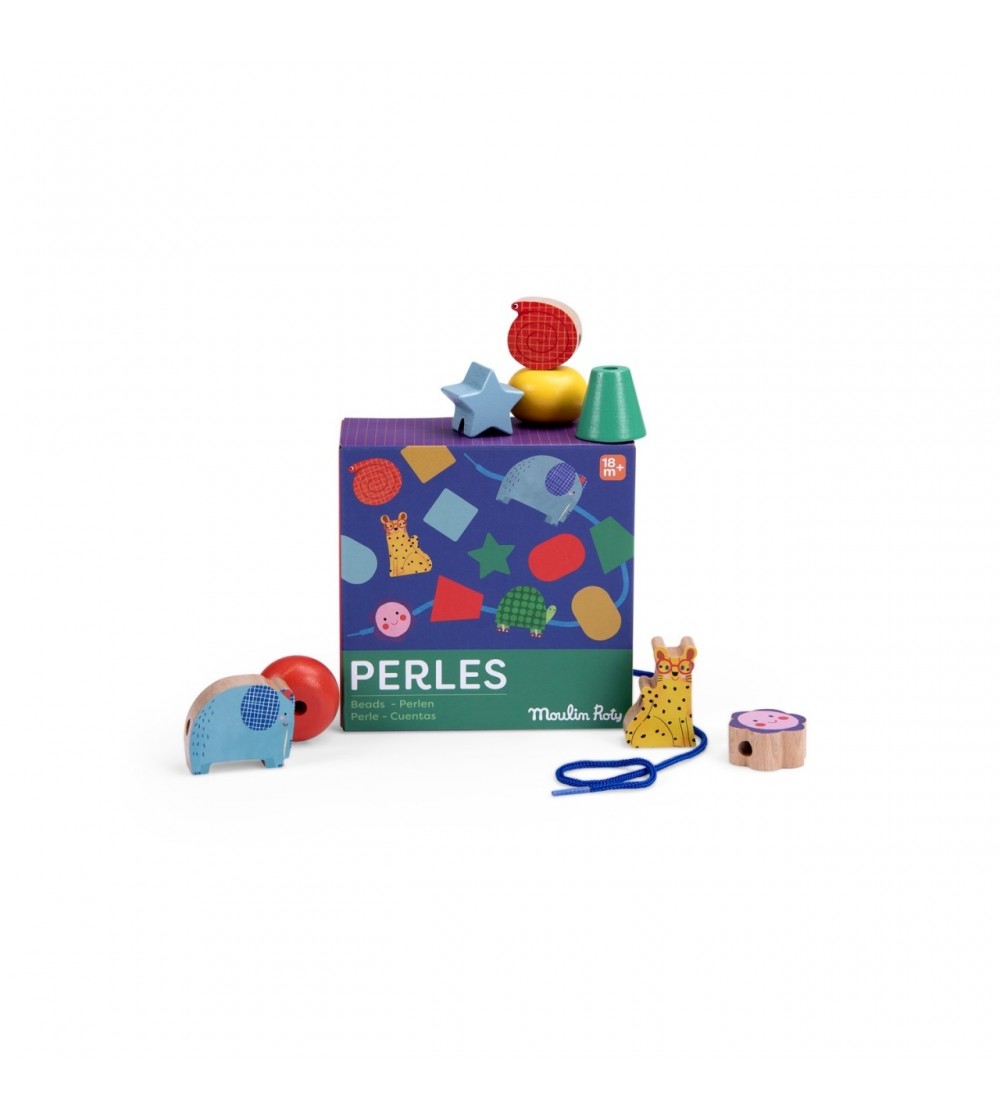 Margele de insirat din lemn Les Toupitis, Moulin Roty - Jucării de lemn si Montessori