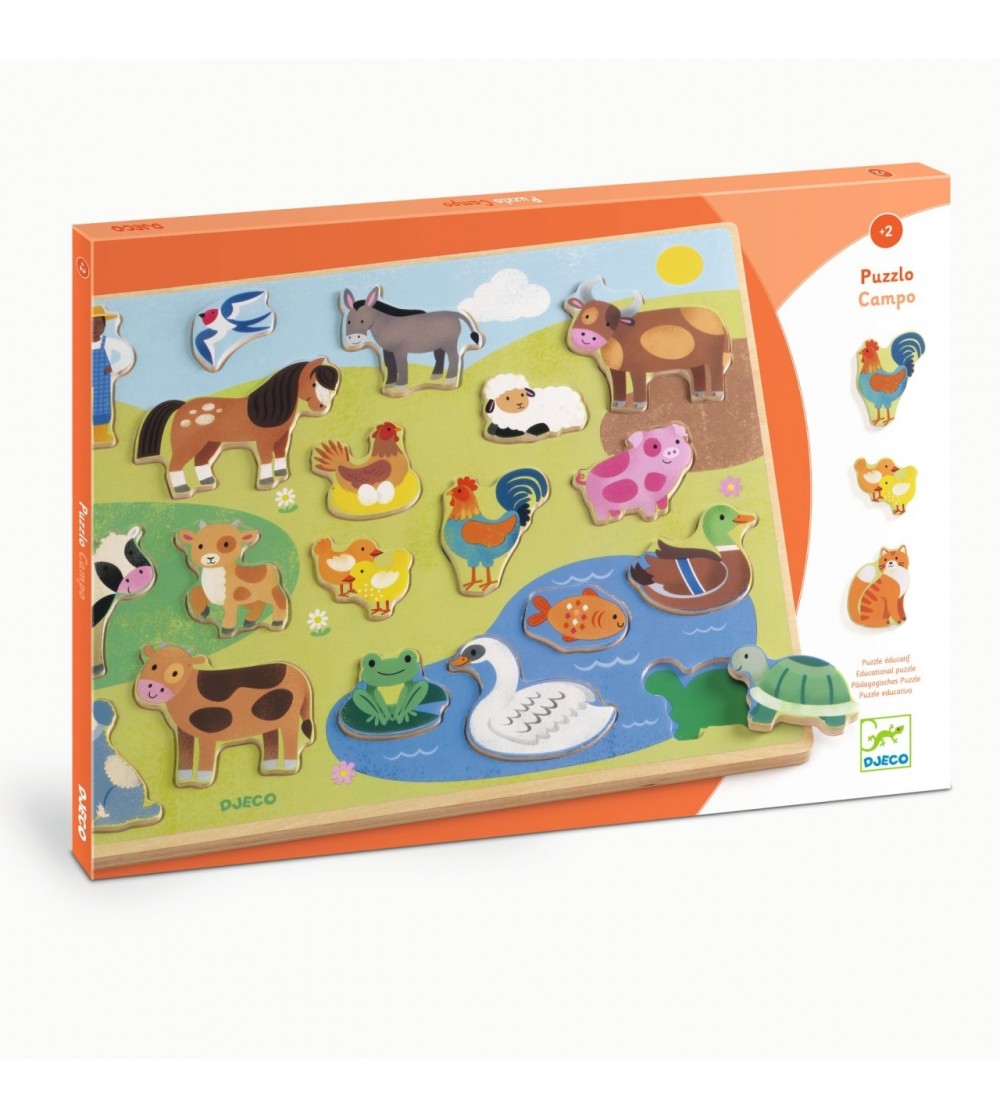 Puzzle din lemn Ferma, Djeco - Puzzle copii