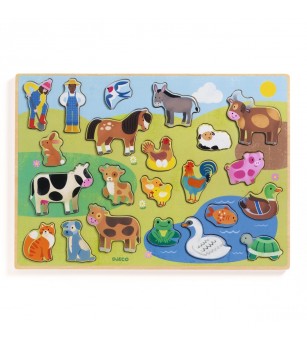 Puzzle din lemn Ferma, Djeco - Puzzle copii
