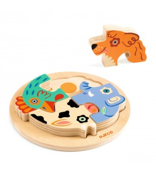 Puzzle din lemn Rondo Dog, Djeco - Puzzle incastru