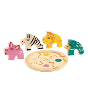 Puzzle din lemn Rondo Leo, Djeco - Puzzle incastru