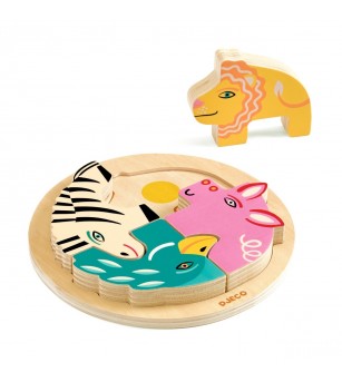 Puzzle din lemn Rondo Leo, Djeco - Puzzle incastru