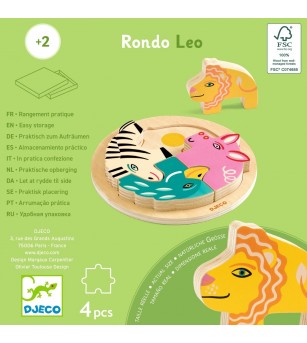 Puzzle din lemn Rondo Leo, Djeco - Puzzle incastru