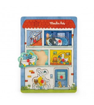Puzzle educativ din lemn cu sunete, Moulin Roty - Puzzle incastru