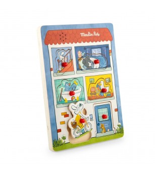Puzzle educativ din lemn cu sunete, Moulin Roty - Puzzle incastru