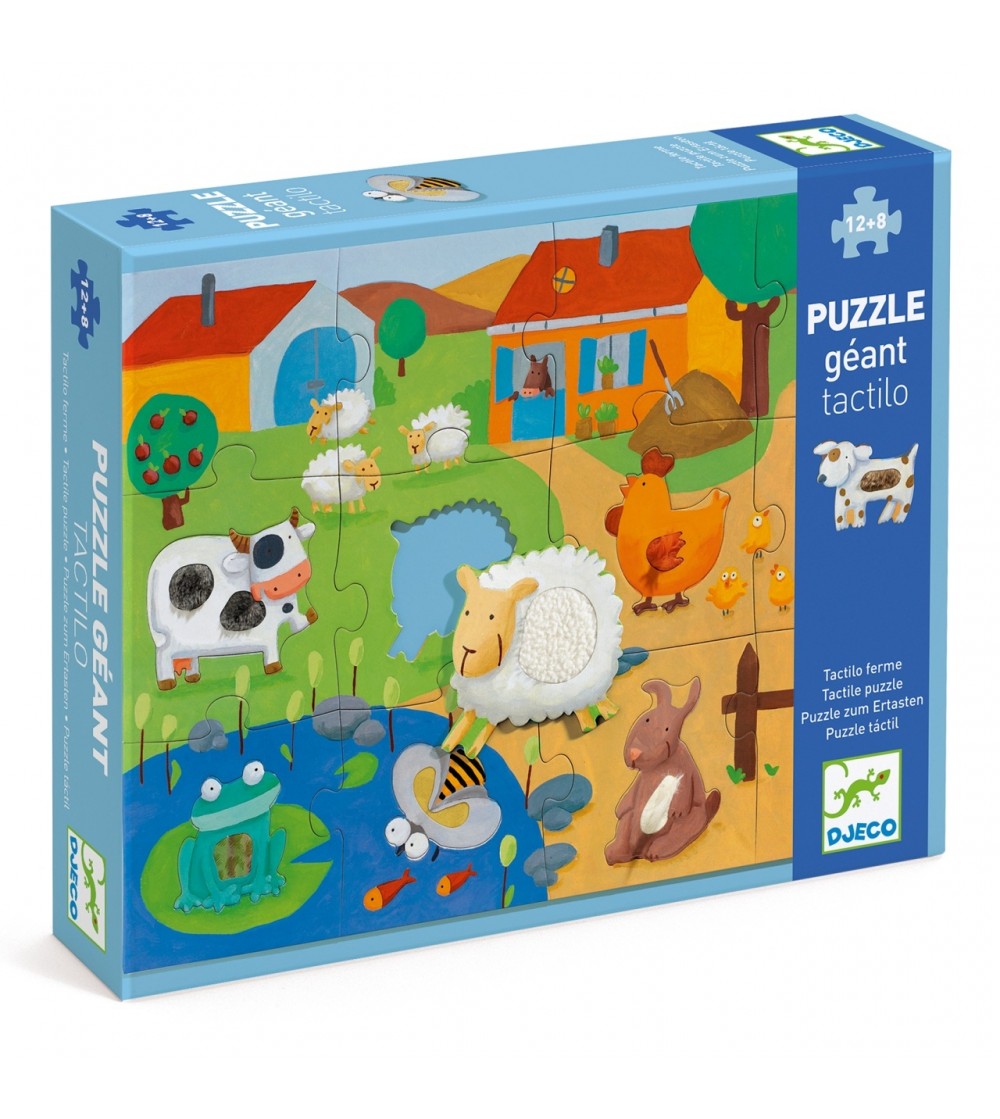Puzzle gigant tactil Ferma, Djeco - Puzzle copii
