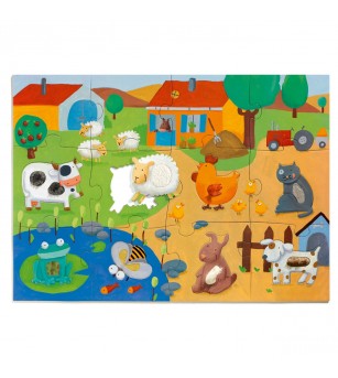 Puzzle gigant tactil Ferma, Djeco - Puzzle copii