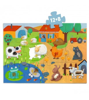 Puzzle gigant tactil Ferma, Djeco - Puzzle copii
