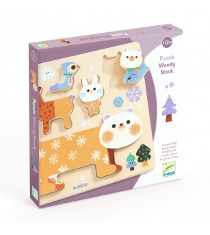 Puzzle lemn animale simpatice, Djeco - Puzzle incastru