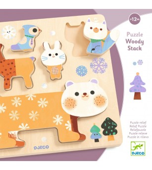 Puzzle lemn animale simpatice, Djeco - Puzzle incastru