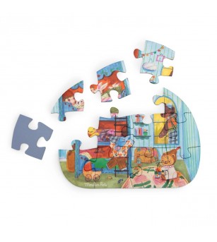 Set 4 mini puzzle-uri O zi perfecta, Moulin Roty - Puzzle copii