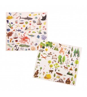 Set abtibilduri de transfer Exploratorul, Moulin Roty - Seturi cu stickere și colaje