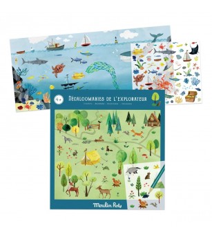 Set abtibilduri de transfer Exploratorul, Moulin Roty - Seturi cu stickere și colaje