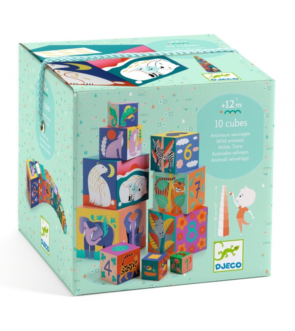 Turn de construit Animale, Djeco - Jucării de lemn si Montessori