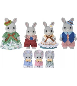 Figurine Sylvanian Families 5863 - Familia iepurasilor Cottontail - Set Festiv - Figurine