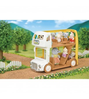 Sylvanian Families 5879 - Autobuz Etajat pentru Grădiniță - Figurine