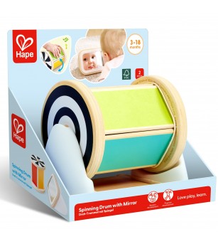 Jucarie 2 in 1 tambur rotativ cu oglinda - Jucării bebeluși