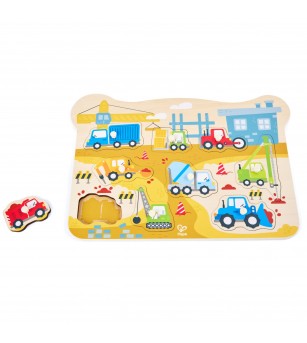 Puzzle din lemn – Utilaje de constructii - Puzzle incastru