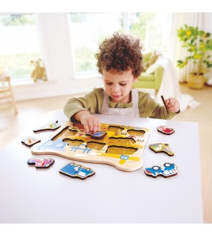 Puzzle din lemn – Utilaje de constructii - Puzzle incastru