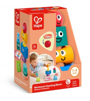 Jucarie – Blocuri Montessori de stivuit - Jucării de lemn si Montessori