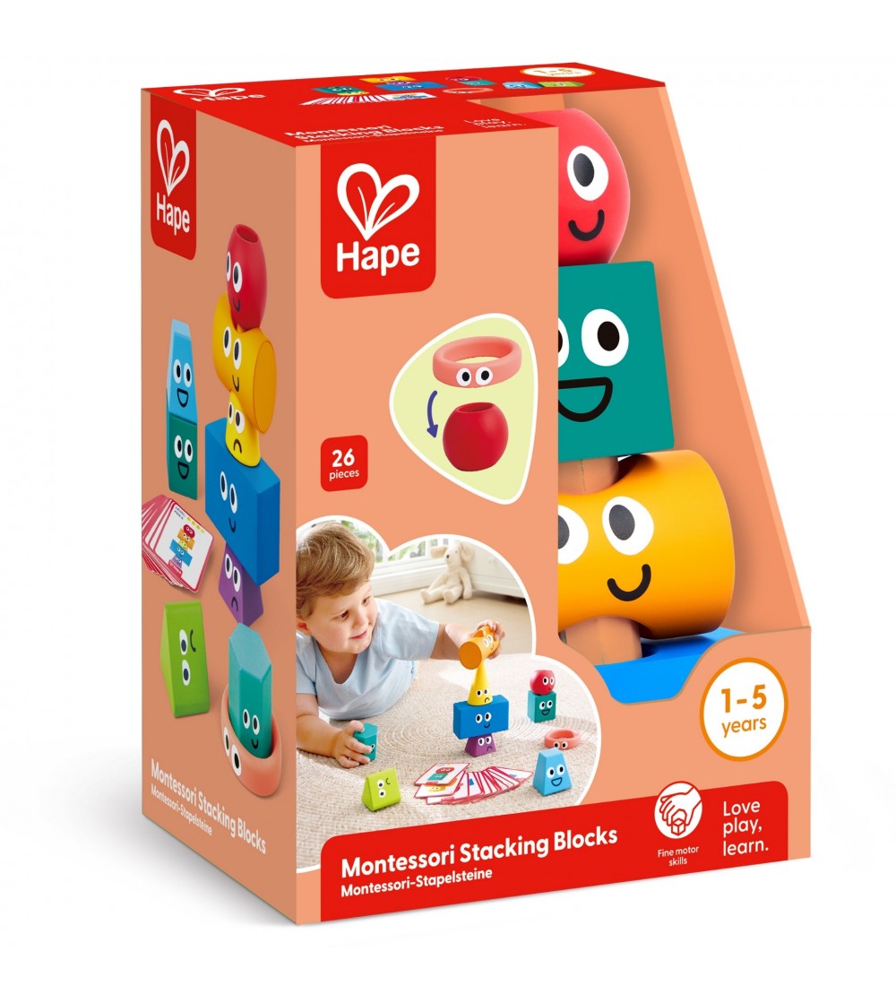 Jucarie – Blocuri Montessori de stivuit - Jucării de lemn si Montessori