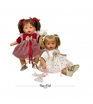Papusa Nines D'Onil, Alex Craciun, cu rochie rosie, cu miros de vanilie, 40 cm - Papusi