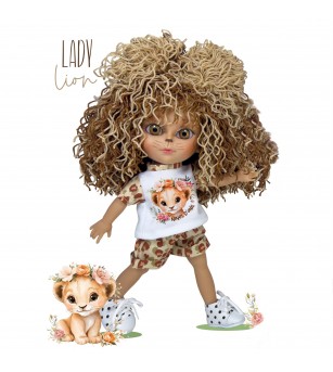 Papusa Nines D'Onil, Dainty Lady Lion, din vinil, cu tematica leut adorabil, 28 cm - Papusi