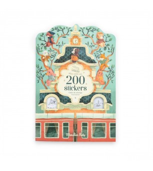 Carte de colorat cu stickere Gasca lui Jojo, Moulin Roty - Set papetarie si jurnale copii