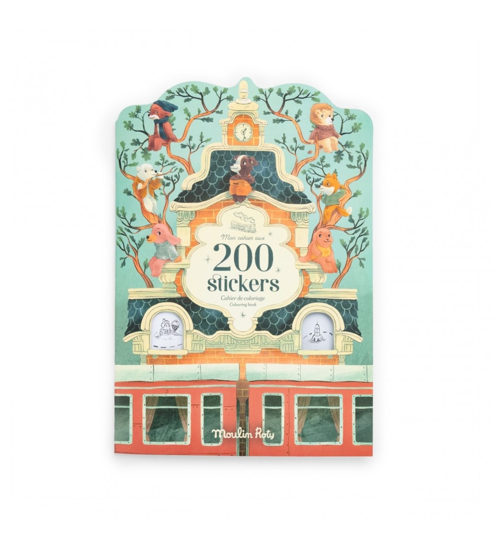 Carte de colorat cu stickere Gasca lui Jojo, Moulin Roty - Set papetarie si jurnale copii