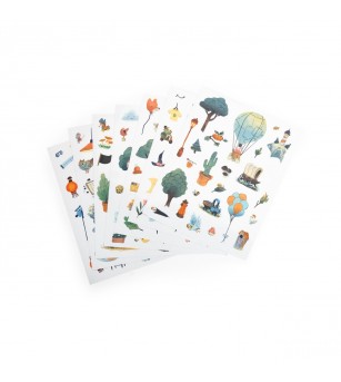 Carte de colorat cu stickere Gasca lui Jojo, Moulin Roty - Set papetarie si jurnale copii