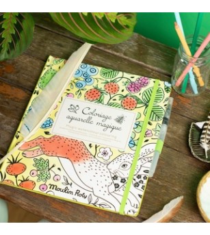 Carte de colorat reutilizabila, Moulin Roty - Set papetarie si jurnale copii