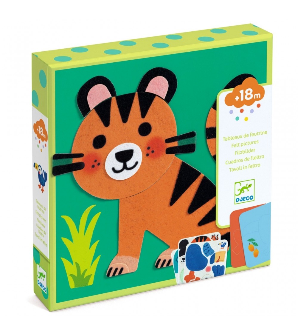 Joc creativ cu stickere din fetru Animalute moi, Djeco - Stickere copii și abțibilduri
